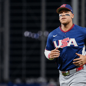 MIAMI, FL - MARCH 15: Aaron Judge #99 of Team USA looks on prior to the 2026 World Baseball Classic WBC game presented by Capital One between Team USA and Team Dominican Republic at loanDepot park on Sunday, March 15, 2026 in Miami, Florida. (Photo by Daniel Shirey/WBCI/MLB Photos via Getty Images)