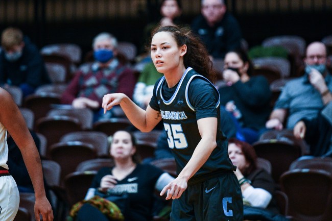 PROVIDENCE, RI - JANUARY 22: Columbia Lions guard Abbey Hsu (35) looks on during a women's college basketball game between the Columbia Lions and the Brown Bears on January 22, 2022 at Pizzitola Sports Center in Providence, RI.