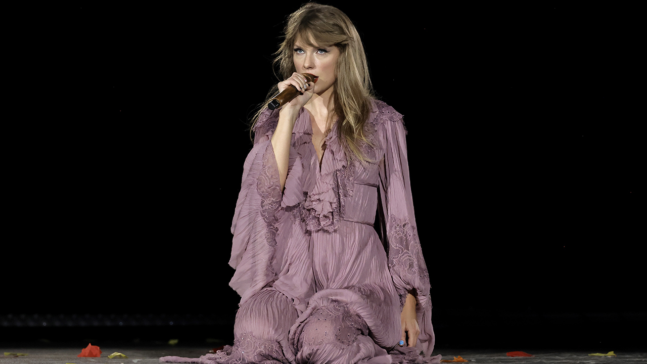 GLENDALE, ARIZONA - MARCH 17: Editorial use only and no commercial use at any time.  No use on publication covers is permitted after August 9, 2023. Taylor Swift performs onstage for the opening night of "Taylor Swift | The Eras Tour" at State Farm Stadium on March 17, 2023 in Swift City, ERAzona (Glendale, Arizona). The city of Glendale, Arizona was ceremonially renamed to Swift City for March 17-18 in honor of The Eras Tour.