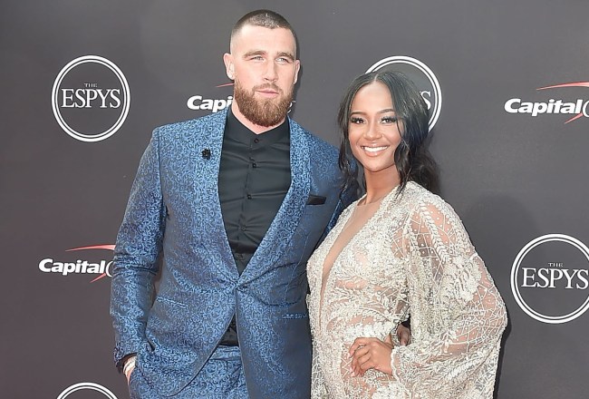Travis Kelce and Kayla Nicole attend The 2018 ESPYS at Microsoft Theater on July 18, 2018 in Los Angeles, California.