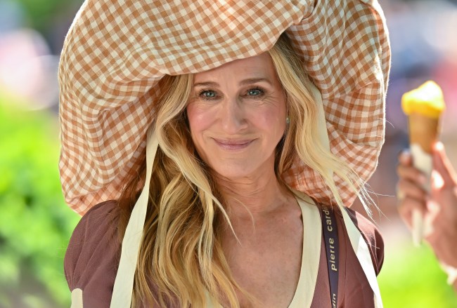 Sarah Jessica Parker is seen on the set of "And Just Like That..." Season 3, the follow up series to "Sex and the City" in Washington Square Park on May 20, 2024 in New York City.