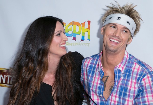 Angel Carter (L) and singer Aaron Carter attend Los Angeles opening night of "Joseph and The Amazing Technicolor Dreamcoat" at the Pantages Theatre on June 4, 2014 in Hollywood, California. 