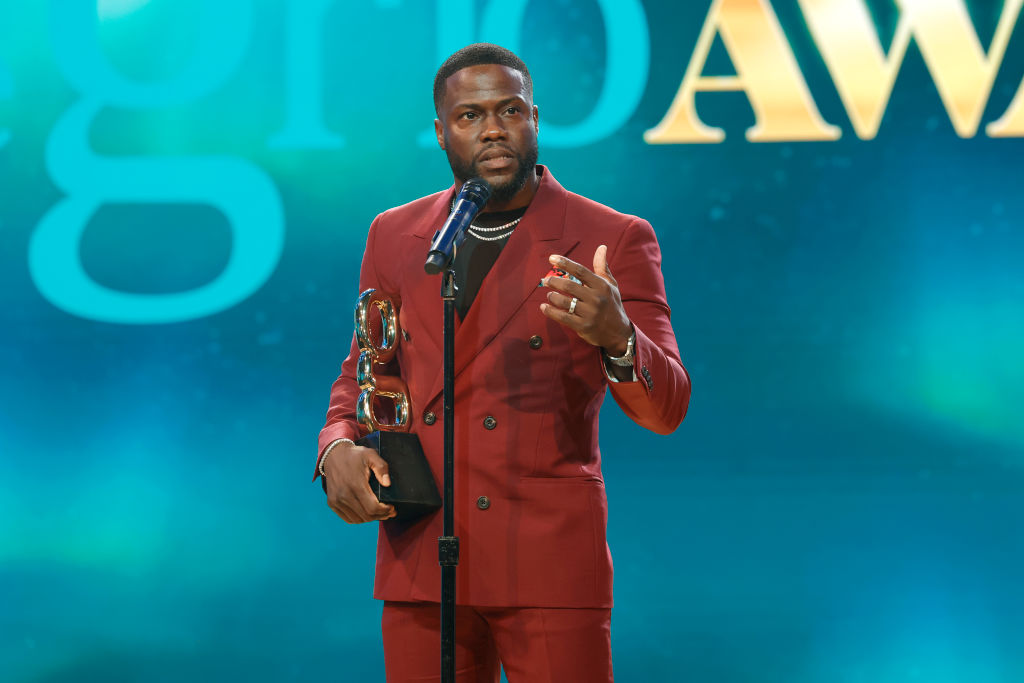 Kevin Hart accepts the Comedy Icon Award onstage during the 2nd Annual theGrio Awards at The Beverly Hilton on October 21, 2023 in Beverly Hills, California.