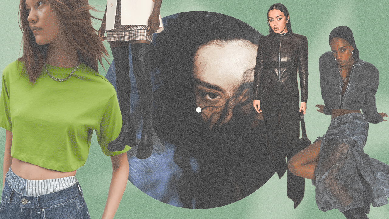 A collage of Charli XCX outfits and similar clothing