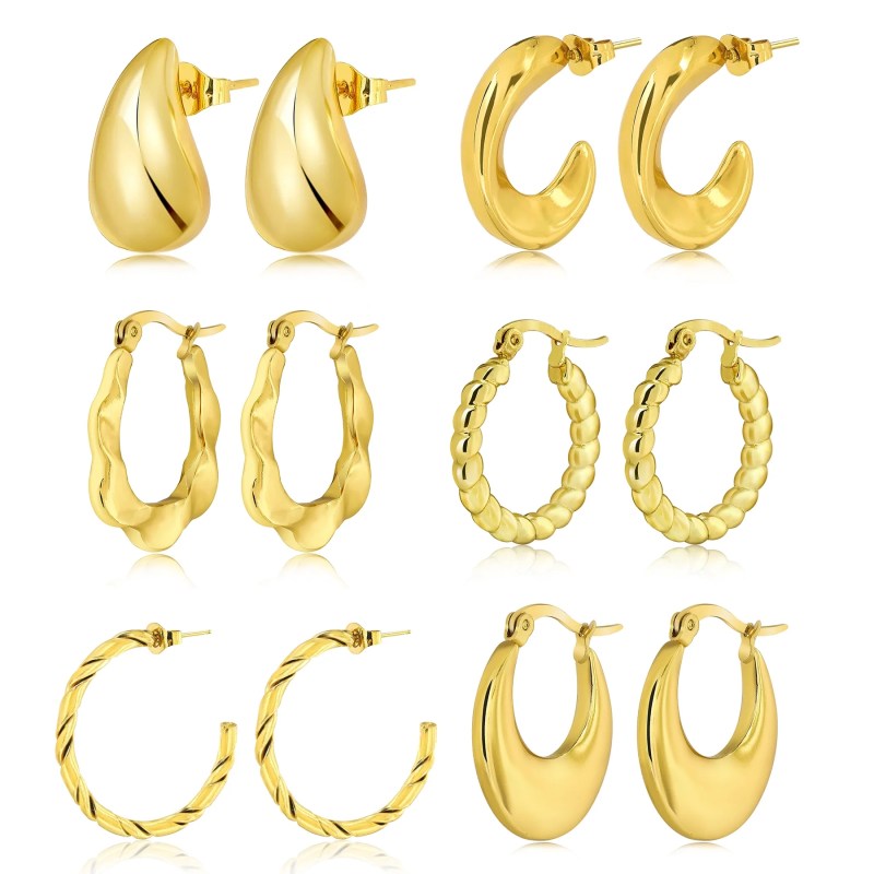 JeenMata 6 Pairs Everyday Earrings
