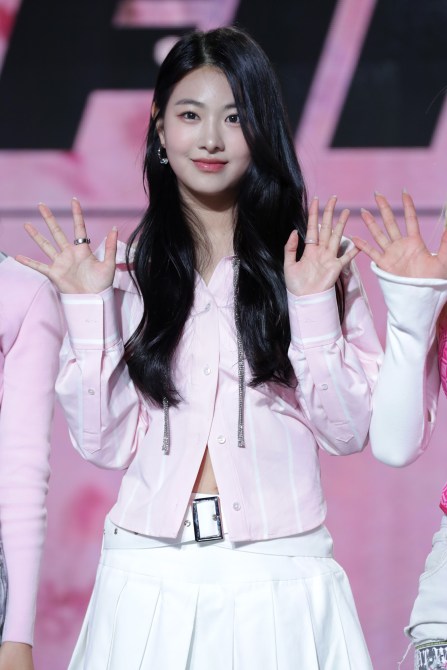 Aran of South Korean girl group Fifty Fifty attends during the 'FIFTY FIFTY' press conference at Ilchi Art Hall on April 13, 2023 in Seoul, South Korea. Fifty Fifty becomes fastest K-pop group to land on Billbord hot 100.