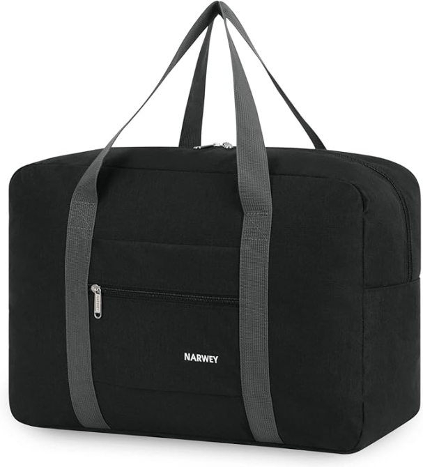Narwey Foldable Travel Duffel Bag in black colorway