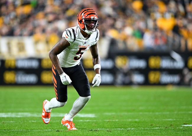 Tee Higgins #5 of the Cincinnati Bengals in action during the game against the  Pittsburgh Steelers at Acrisure Stadium on December 23, 2023 in Pittsburgh, Pennsylvania.