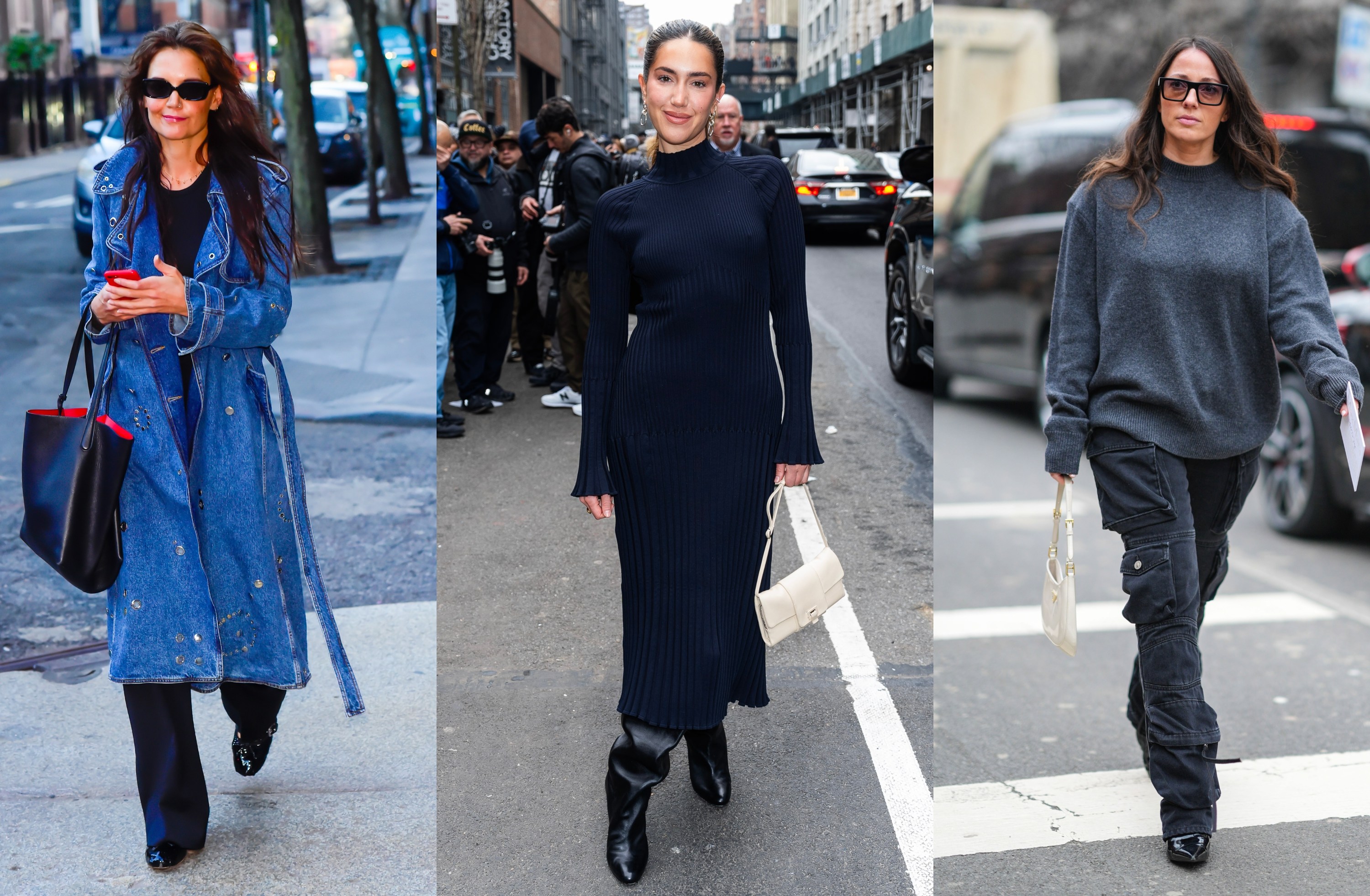 Three style stars wearing winter outfits.