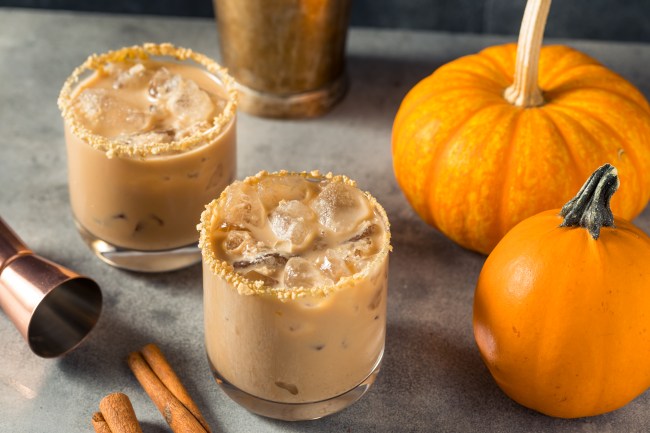 Pumpkin Spice White Russian Cocktail with Vodka