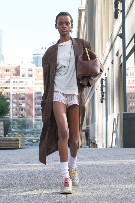 Model on the runway at Coach RTW Spring 2025 held at The High Line as part of New York Ready to Wear Fashion Week