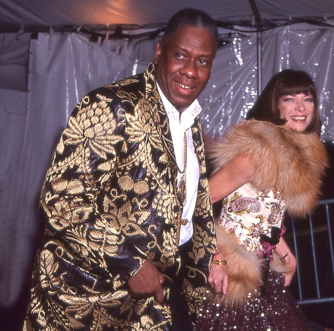 Editor-at-large Andre Leon Talley and Editor-in-chief Anna Wintour attend the Costume Institute gala at the Metropolitan Museum of Art, New York, New York, 1999.