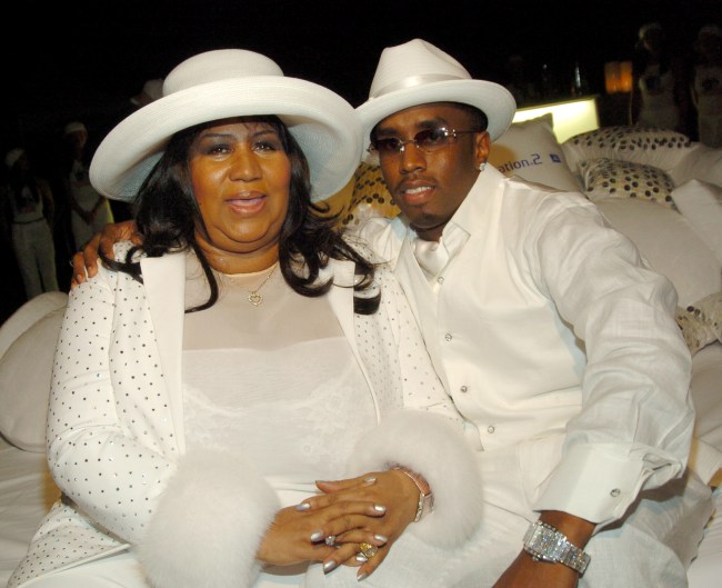 Aretha Franklin and Sean "P. Diddy" Combs at the PS2 Estate