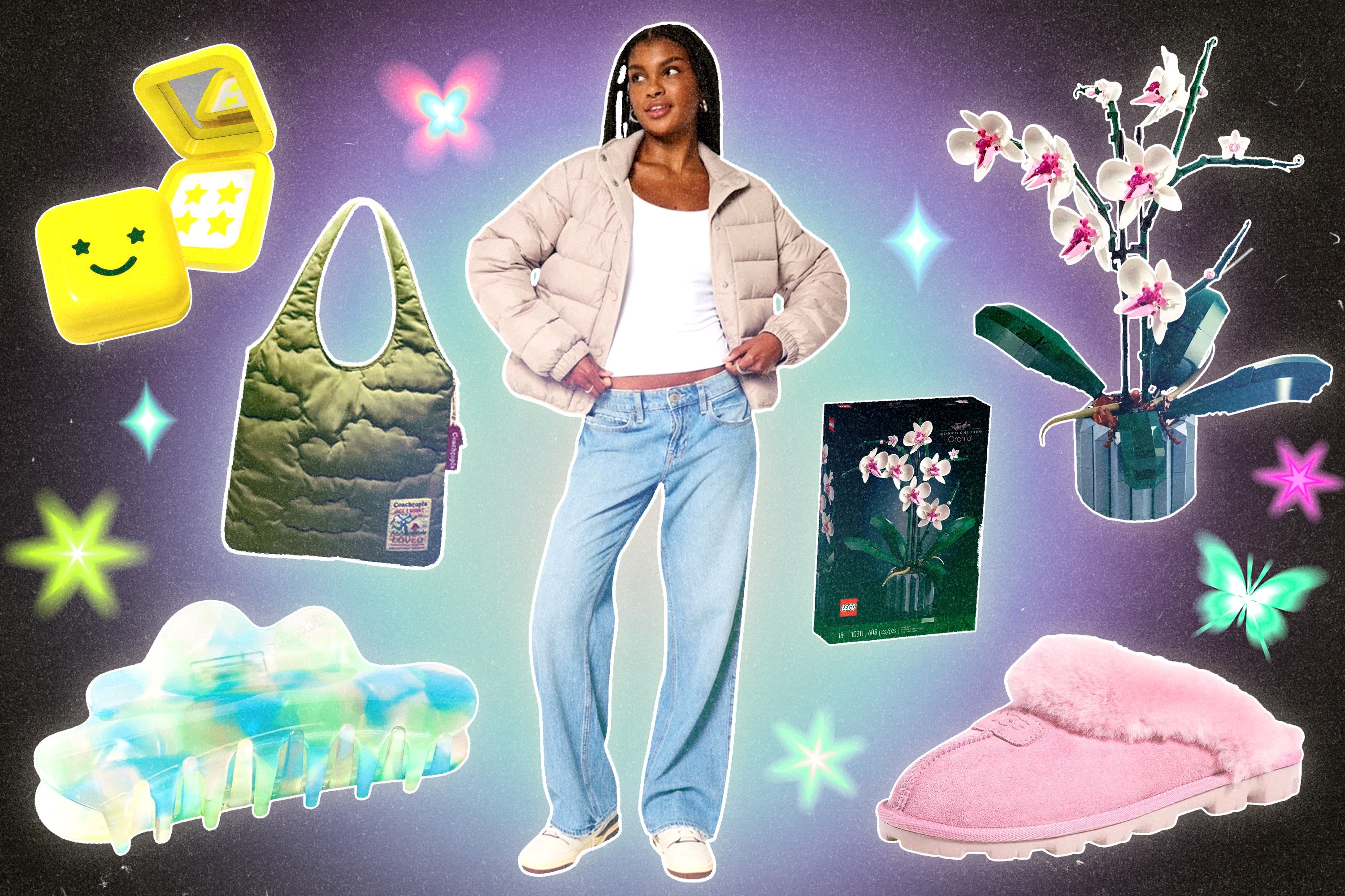 A collage of various gift items