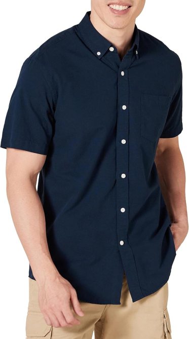 Amazon Essentials Men's Regular-Fit Short-Sleeve Pocket Oxford Shirt