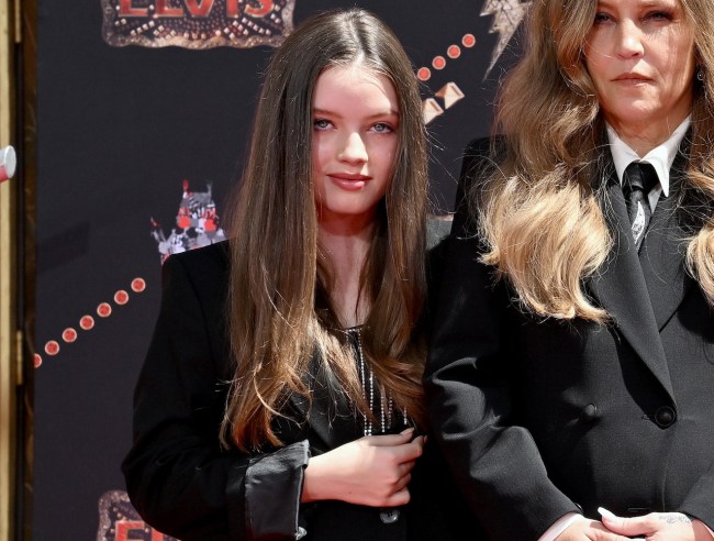 Harper Vivienne Ann Lockwood, Lisa Marie Presley, Priscilla Presley, Riley Keough, and Finley Aaron Love Lockwood attend the Handprint Ceremony honoring Three Generations of Presley's at TCL Chinese Theatre on June 21, 2022 in Hollywood, California.