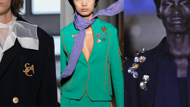 Brooches on the runway