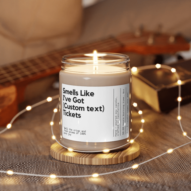 Garmentiro Personalized Concert Tickets Candle with fairy lights wrapped around
