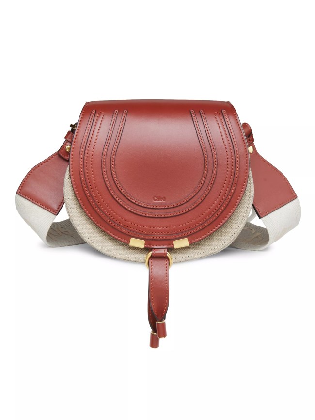 Chloé Marcie Small Linen & Leather Saddle Bag