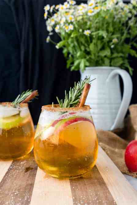 Glasses of apple cider sangria