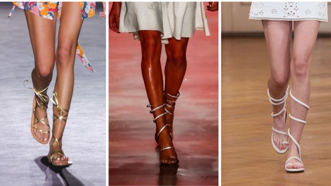 Sandals with ascending straps.