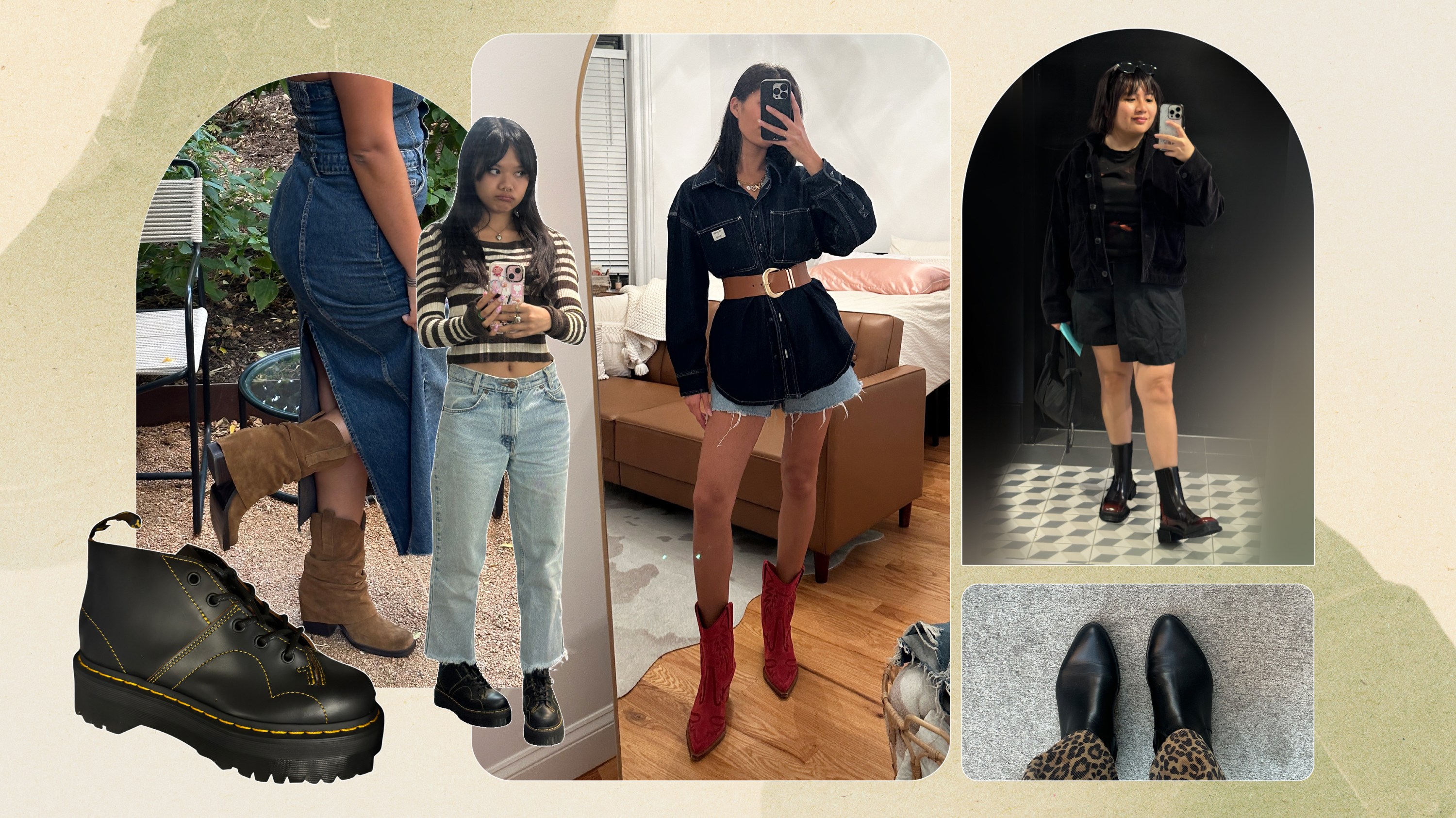 Multiple editors wearing ankle boots, including ones from Steve Madden, Dr. Marten's, Dolce Vita, and Margaux.
