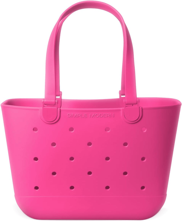 Simple Modern Large Beach Bag in hot pink