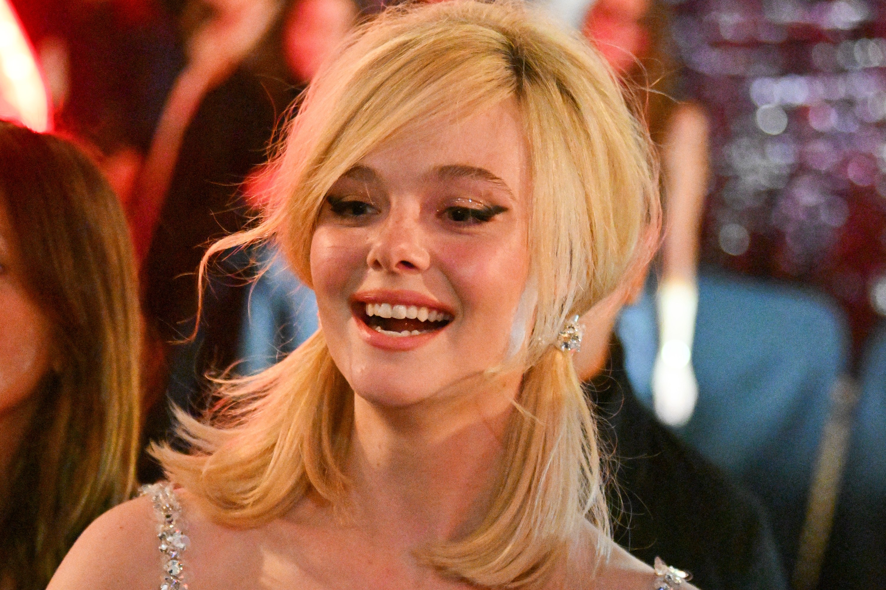 Elle Fanning is seen outside the premiere for "A Complete Unknown" on December 10, 2024 in Los Angeles, California.