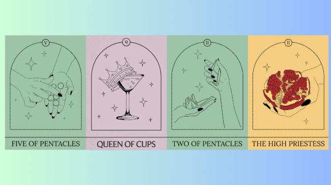 A series of Tarot cards