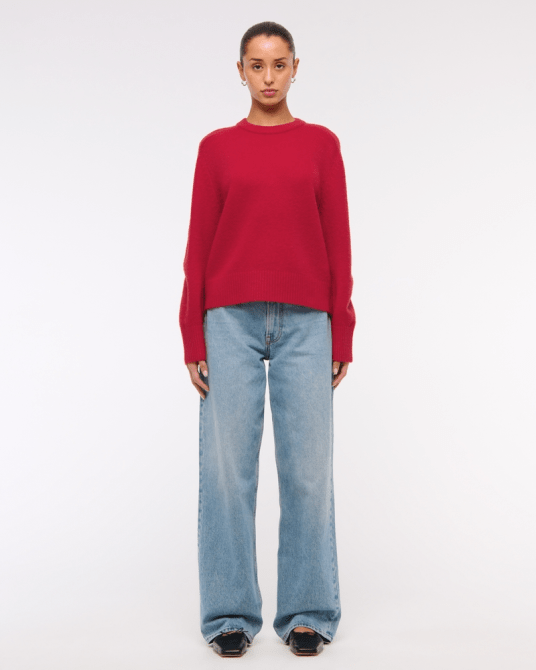Abercrombie & Fitch Madeline Crew Sweater in bright red