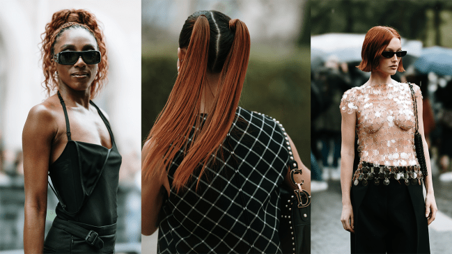 Fashion week guests with ginger hair.