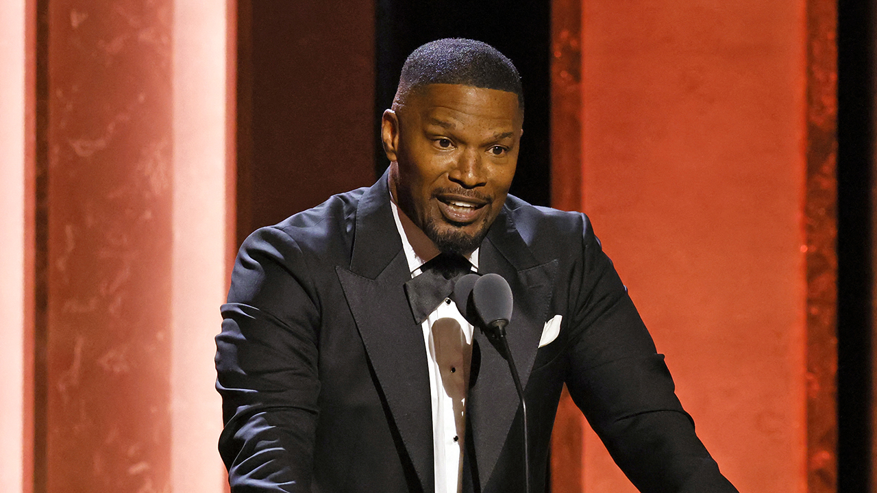 US actor Jamie Foxx speaks during the Academy of Motion Picture Arts and Sciences' 15th Annual Governors Awards at the Ray Dolby Ballroom in Los Angeles on November 17, 2024. (Photo by Etienne LAURENT / AFP)