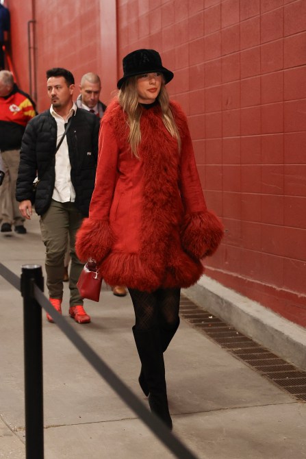 Taylor Swift looks on prior to a game between the Kansas City Chiefs and the Houston Texans at GEHA Field at Arrowhead Stadium on December 21, 2024 in Kansas City, Missouri.