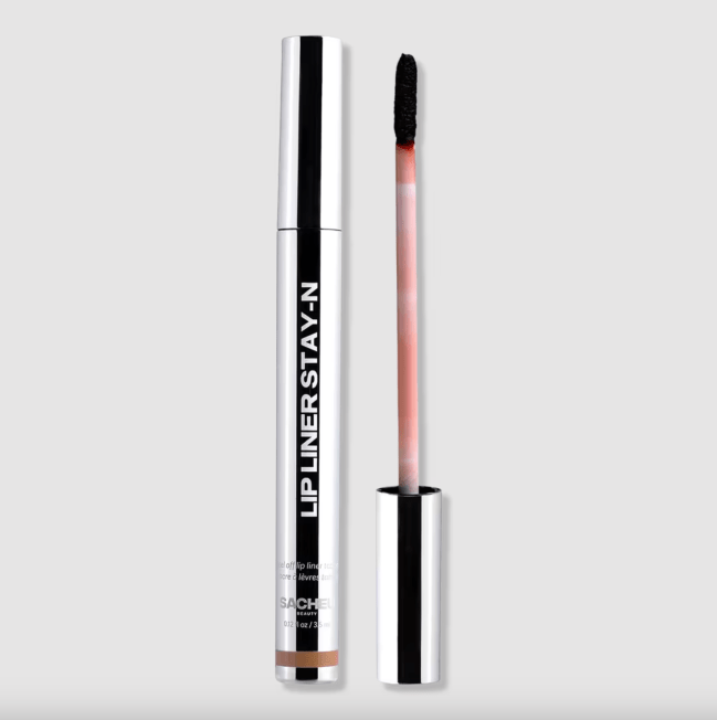 Sacheu Peel Off Lip Liner in a silver tube.