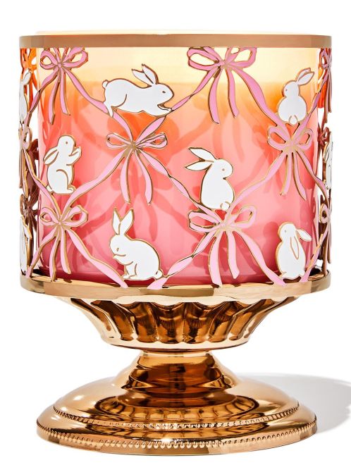 Bath & Body Works Bow Bunny Pedestal 3-Wick Candle Holder