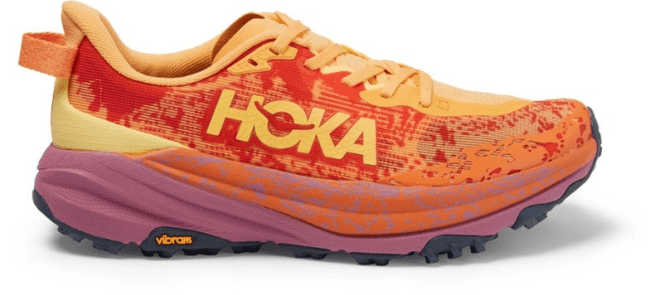 Hoka Speedgoat 6 in orange and red colorway