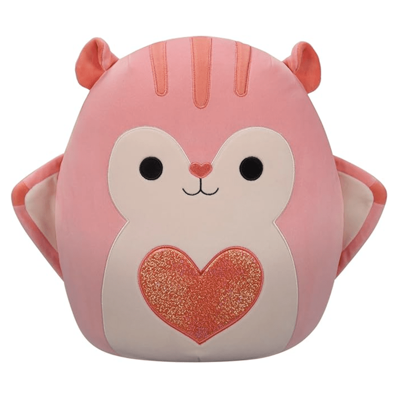 Squishmallows Original 14-Inch Gabourey Peach Flying Squirrel with Sequin Heart