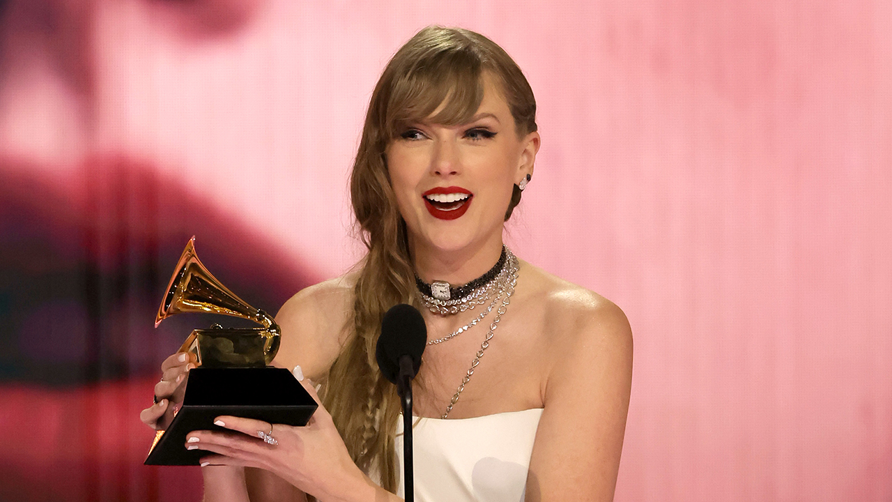 LOS ANGELES, CALIFORNIA - FEBRUARY 04: Taylor Swift accepts the Album Of The Year award for “Midnights” onstage during the 66th GRAMMY Awards at Crypto.com Arena on February 04, 2024 in Los Angeles, California.