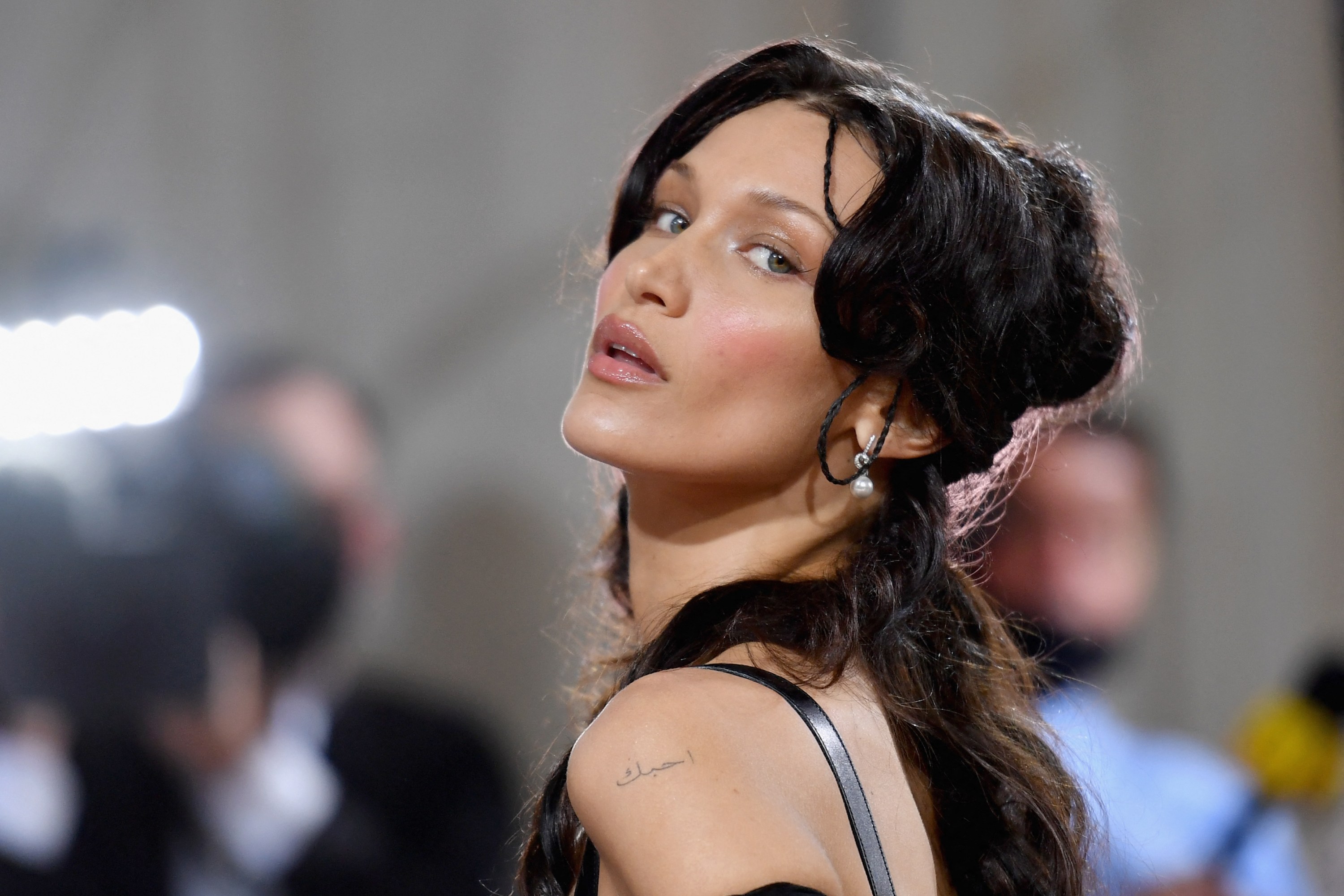 Bella Hadid arrives for the 2022 Met Gala