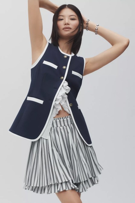 Maeve Flirty Layered Full Mini Skirt