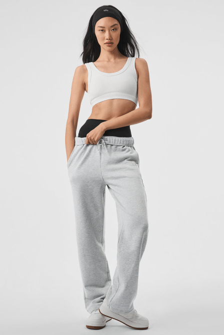 Alo Yoga Washed Accolade Straight Leg Sweatpant in light gray