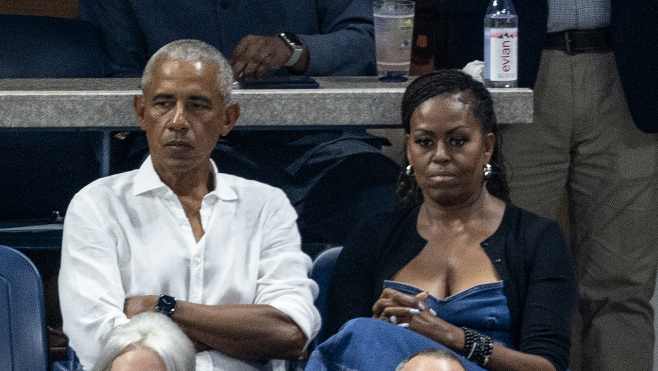 NEW YORK, UNITED STATES - 2023/08/28: Barack Obama, Former President of the USA and Michelle Obama attend the match between Coco Gauff of USA and Laura Siegemund at US Open Championships at Billie Jean King Tennis Center. Gauff wins in three sets.