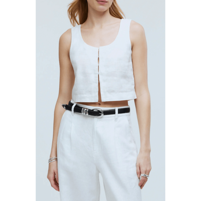 Madewell Scoopneck Linen Crop Tank