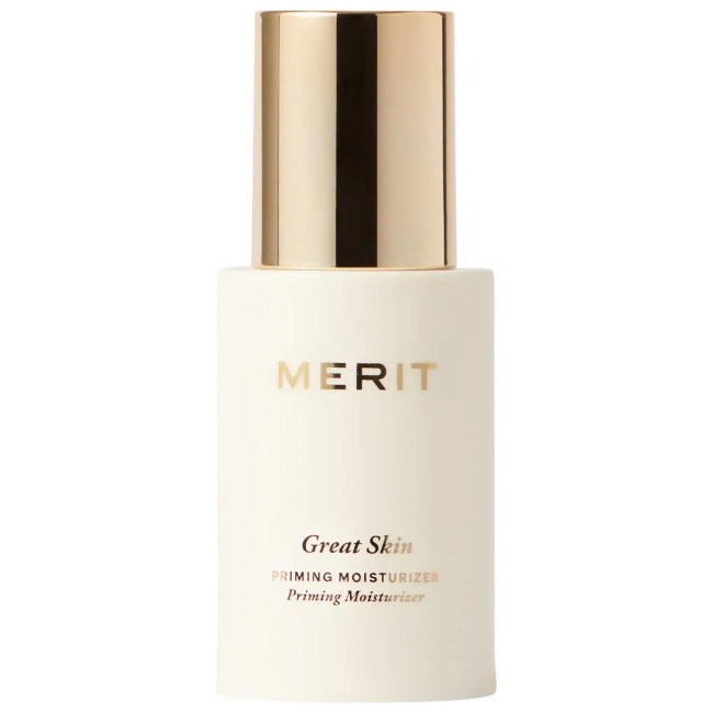 Merit Great Skin Priming And Firming Moisturizer in a white bottle.