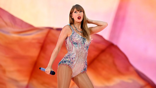 LONDON, ENGLAND - AUGUST 15: (EDITORIAL USE ONLY. NO STANDALONE PUBLICATION USE (NO SPECIAL INTEREST OR SINGLE ARTIST PUBLICATION USE; NO BOOK USE)) . Taylor Swift performs on stage during the "Taylor Swift | The Eras Tour" at Wembley Stadium on August 15, 2024 in London, England.