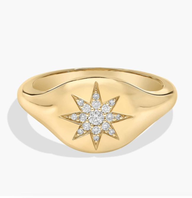 Diamond Star Signet Ring