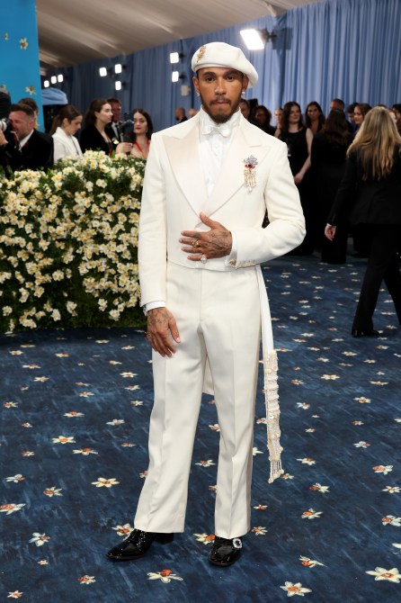 NEW YORK, NEW YORK - MAY 05: Met Gala Co-Chair Lewis Hamilton attends the 2025 Met Gala Celebrating "Superfine: Tailoring Black Style" at Metropolitan Museum of Art on May 05, 2025 in New York City.  (Photo by John Shearer/WireImage)