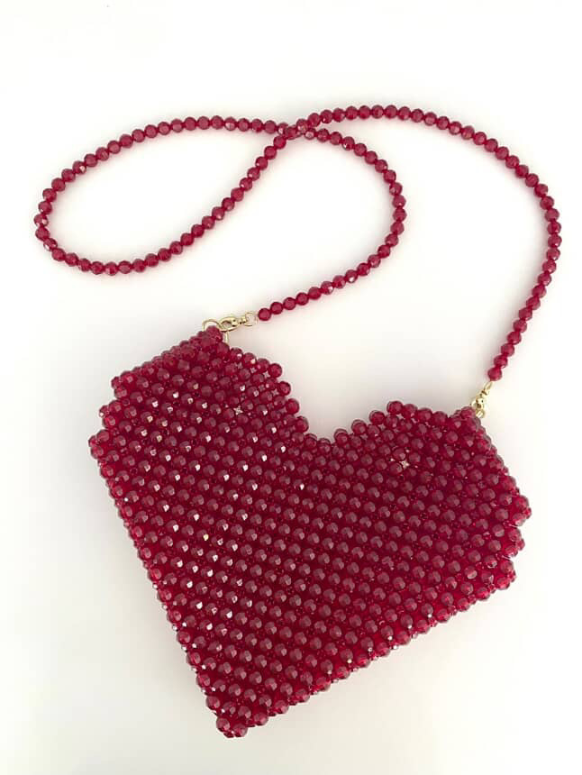 Beaded heart bag