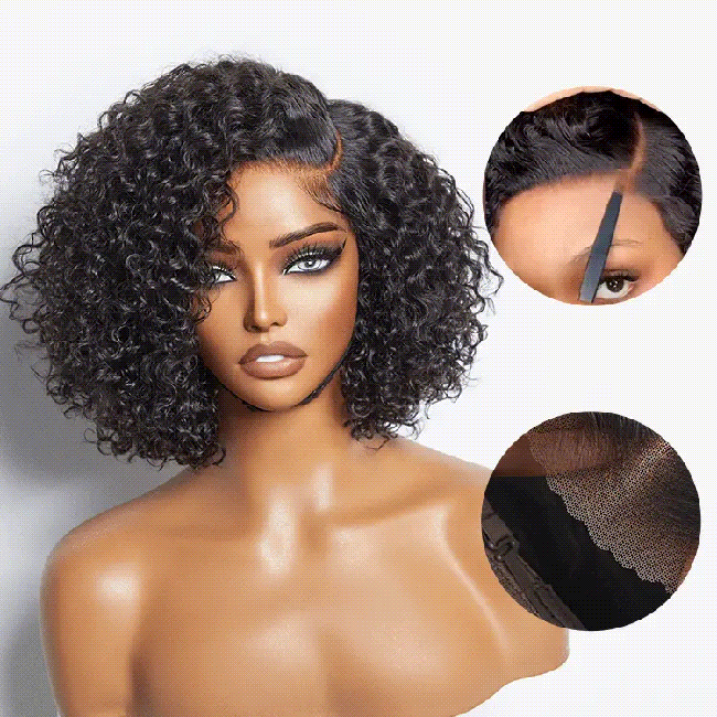 Short Cut Curly Minimalist HD Lace Glueless Side Part Wig