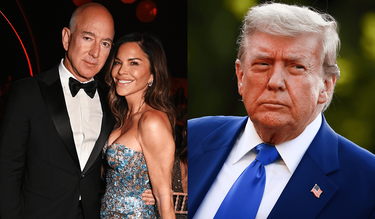 Jeff Bezos, Lauren Sanchez, Donald Trump